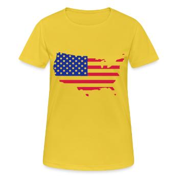 USA - Frauen T-Shirt atmungsaktiv - Sonnengelb - Vorne - AI Model Female 172 dark (172cm)