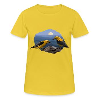Les Loriots au clair de lune - T-shirt respirant Femme - jaune soleil - Devant - AI Model Female 172 dark (172cm)