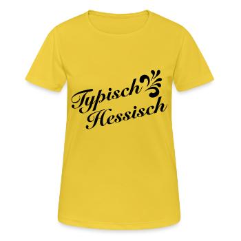 Typisch Hessisch – Original hessische Shirts - Frauen T-Shirt atmungsaktiv - Sonnengelb - Vorne - AI Model Female 172 dark (172cm)