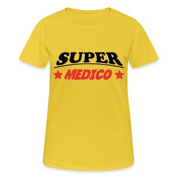 SUPER MEDICO - T-shirt respirant Femme - jaune soleil - Devant - AI Model Female 172 dark (172cm)
