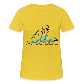 Brustschwimmen - Frauen T-Shirt atmungsaktiv - Sonnengelb - Vorne - AI Model Female 172 dark (172cm)