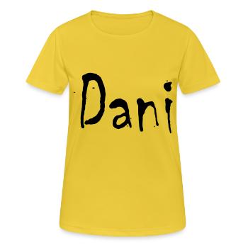dani - Frauen T-Shirt atmungsaktiv - Sonnengelb - Vorne - AI Model Female 172 dark (172cm)