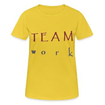 TEAM work - Women's Breathable T-Shirt - sunshine - Front - AI Model Female 172 dark (172cm)