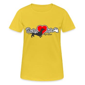 Amour de teckel teckel - T-shirt respirant Femme - jaune soleil - Devant - AI Model Female 172 dark (172cm)