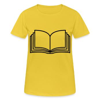 Pages de livres ouverts de romans - T-shirt respirant Femme - jaune soleil - Devant - AI Model Female 172 dark (172cm)