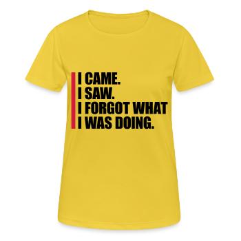 Je suis venu voir oublier - T-shirt respirant Femme - jaune soleil - Devant - AI Model Female 172 dark (172cm)