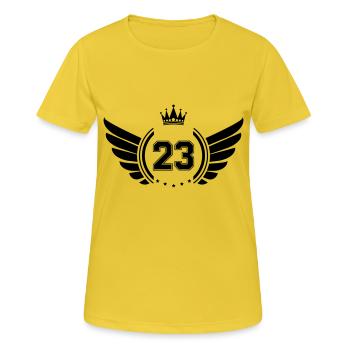 Armoiries 23 - T-shirt respirant Femme - jaune soleil - Devant - AI Model Female 172 dark (172cm)