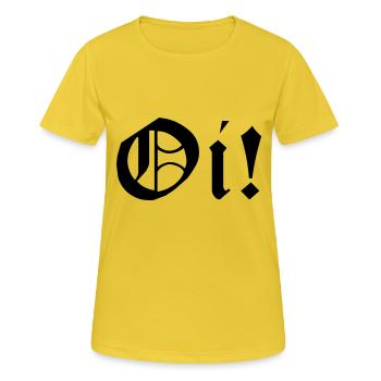 Working Class Skinhead Oi! Antiracist Bootboys My - Frauen T-Shirt atmungsaktiv - Sonnengelb - Vorne - AI Model Female 172 dark (172cm)