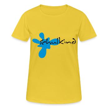 schulkind - Frauen T-Shirt atmungsaktiv - Sonnengelb - Vorne - AI Model Female 172 dark (172cm)
