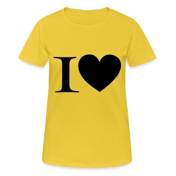 I love - Frauen T-Shirt atmungsaktiv - Sonnengelb - Vorne - AI Model Female 172 dark (172cm)