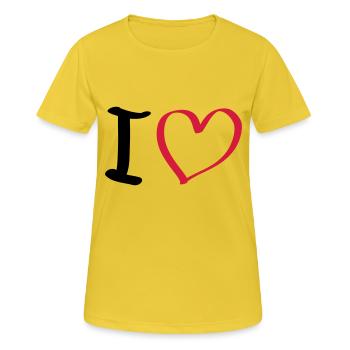 i love - Frauen T-Shirt atmungsaktiv - Sonnengelb - Vorne - AI Model Female 172 dark (172cm)