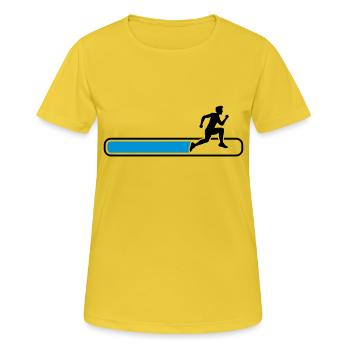 aufladen loading ladebalken sport rennen sprinten - Frauen T-Shirt atmungsaktiv - Sonnengelb - Vorne - AI Model Female 172 dark (172cm)