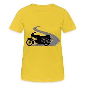 Fahrzeug - Simson Straße - Frauen T-Shirt atmungsaktiv - Sonnengelb - Vorne - AI Model Female 172 dark (172cm)