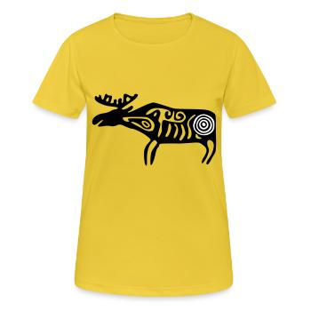 Elch Sámi Samen - Frauen T-Shirt atmungsaktiv - Sonnengelb - Vorne - AI Model Female 172 dark (172cm)