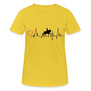 Heartbeat dressage cavalier classique coeur - T-shirt respirant Femme - jaune soleil - Devant - AI Model Female 172 dark (172cm)