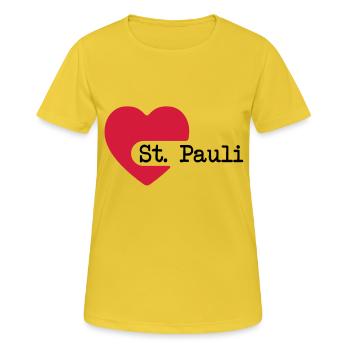 love_st_pauli - Frauen T-Shirt atmungsaktiv - Sonnengelb - Vorne - AI Model Female 172 dark (172cm)
