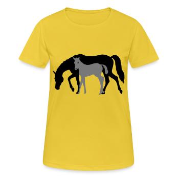 Mare and Foal Horse Design - Women's Breathable T-Shirt - sunshine - Front - AI Model Female 172 dark (172cm)