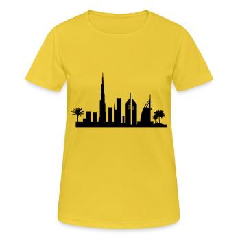 Horizon de Dubaï - T-shirt respirant Femme - jaune soleil - Devant - AI Model Female 172 dark (172cm)