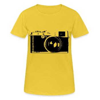 Kamera - Frauen T-Shirt atmungsaktiv - Sonnengelb - Vorne - AI Model Female 172 dark (172cm)