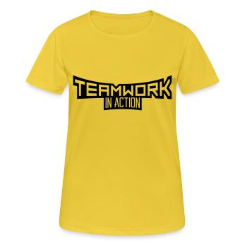 équipe travail d'équipe cool design en action logo travail d'équipe - T-shirt respirant Femme - jaune soleil - Devant - AI Model Female 172 dark (172cm)