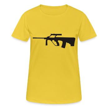 stg77 - Frauen T-Shirt atmungsaktiv - Sonnengelb - Vorne - AI Model Female 172 dark (172cm)