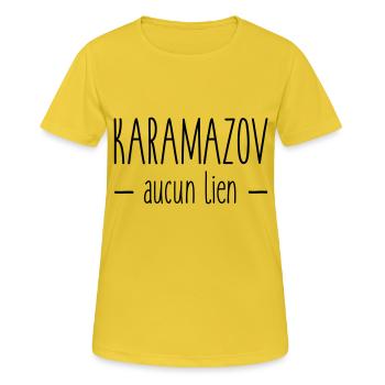 Karamazov aucun lien - T-shirt respirant Femme - jaune soleil - Devant - AI Model Female 172 dark (172cm)