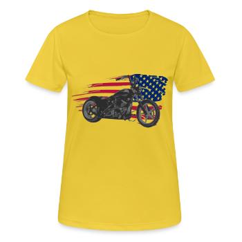 custom bike usa - Frauen T-Shirt atmungsaktiv - Sonnengelb - Vorne - AI Model Female 172 dark (172cm)