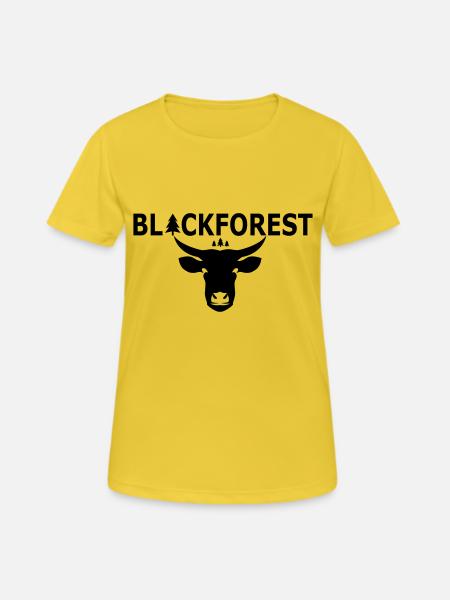 Kuh blckfrst - Frauen T-Shirt atmungsaktiv - Sonnengelb