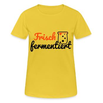 Frisch fermentiert - Frauen T-Shirt atmungsaktiv - Sonnengelb - Vorne - AI Model Female 172 dark (172cm)