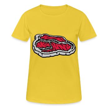 Steak juteux sanglant Grill Master - T-shirt respirant Femme - jaune soleil - Devant - AI Model Female 172 dark (172cm)