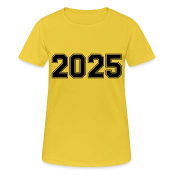 2025 - Frauen T-Shirt atmungsaktiv - Sonnengelb - Vorne - AI Model Female 172 dark (172cm)