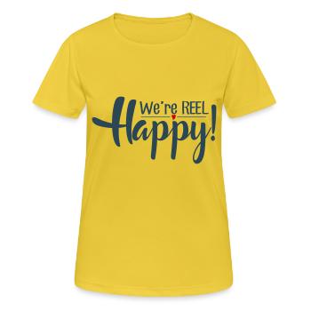 Nous sommes heureux - T-shirt respirant Femme - jaune soleil - Devant - AI Model Female 172 dark (172cm)