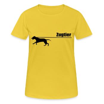 Animal de trait - T-shirt respirant Femme - jaune soleil - Devant - AI Model Female 172 dark (172cm)