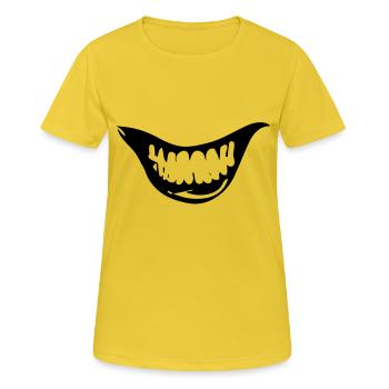 Sourire diabolique - T-shirt respirant Femme - jaune soleil - Devant - AI Model Female 172 dark (172cm)