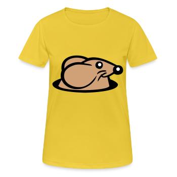 souris trou de souris trou de souris Peeps mignon drôle bande dessinée - T-shirt respirant Femme - jaune soleil - Devant - AI Model Female 172 dark (172cm)