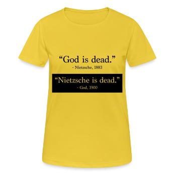 God is Dead - Nietzsche is dead - Women's Breathable T-Shirt - sunshine - Front - AI Model Female 172 dark (172cm)