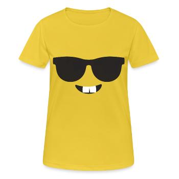 Emoticon Schlauberger Kostüm Karneval - Frauen T-Shirt atmungsaktiv - Sonnengelb - Vorne - AI Model Female 172 dark (172cm)
