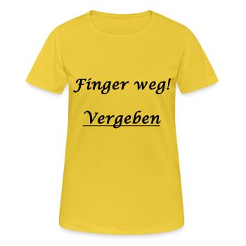 vergeben - Frauen T-Shirt atmungsaktiv - Sonnengelb - Vorne - AI Model Female 172 dark (172cm)