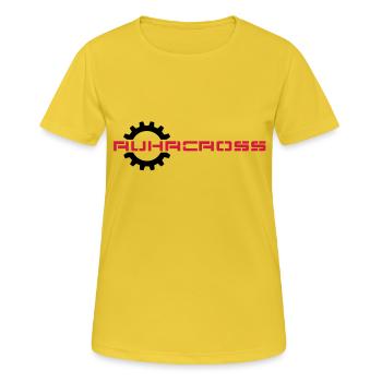 ruhrcross - Frauen T-Shirt atmungsaktiv - Sonnengelb - Vorne - AI Model Female 172 dark (172cm)