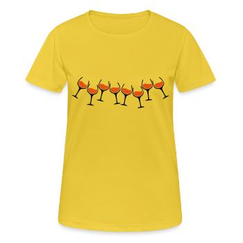 rotwein glaeser - Frauen T-Shirt atmungsaktiv - Sonnengelb - Vorne - AI Model Female 172 dark (172cm)