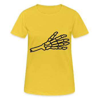 Salutation du squelette de la main coupée - T-shirt respirant Femme - jaune soleil - Devant - AI Model Female 172 dark (172cm)