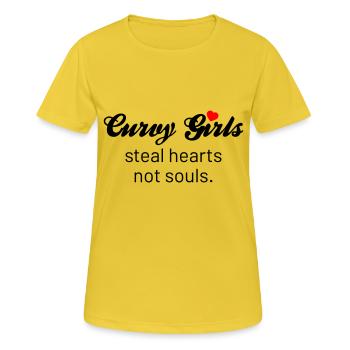 curvy girls steal hearts not souls - Women's Breathable T-Shirt - sunshine - Front - AI Model Female 172 dark (172cm)