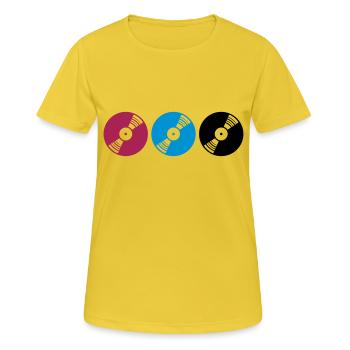 vinyl colorful series discjockey club music love music - Women's Breathable T-Shirt - sunshine - Front - AI Model Female 172 dark (172cm)