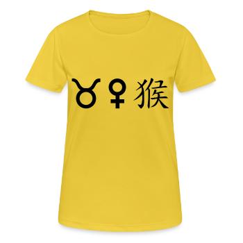stier venus affe - Frauen T-Shirt atmungsaktiv - Sonnengelb - Vorne - AI Model Female 172 dark (172cm)
