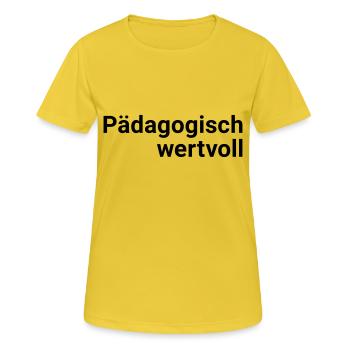 Pädagogisch wertvoll - Frauen T-Shirt atmungsaktiv - Sonnengelb - Vorne - AI Model Female 172 dark (172cm)