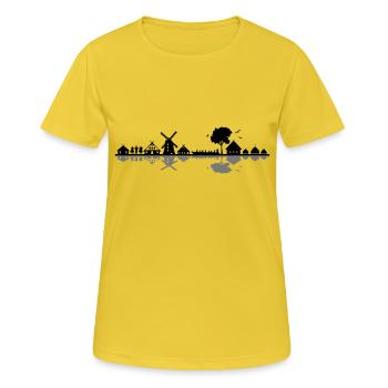 Landschaft - Spreewald - Frauen T-Shirt atmungsaktiv - Sonnengelb - Vorne - AI Model Female 172 dark (172cm)