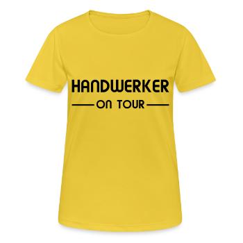 Handwerker on Tour - Frauen T-Shirt atmungsaktiv - Sonnengelb - Vorne - AI Model Female 172 dark (172cm)