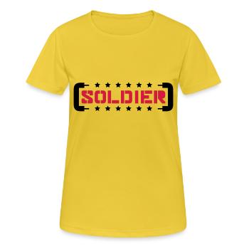 Sterne Soldat Logo Krieg General Freiheitskämpfer - Frauen T-Shirt atmungsaktiv - Sonnengelb - Vorne - AI Model Female 172 dark (172cm)