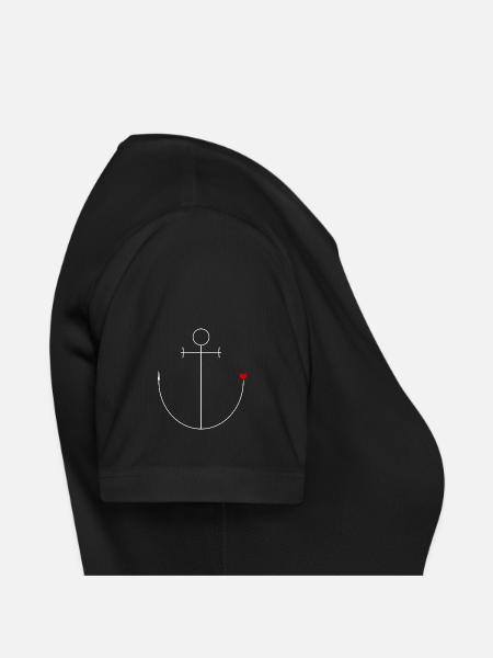 Anker mit Herz - Frauen T-Shirt atmungsaktiv - Schwarz - Rechts