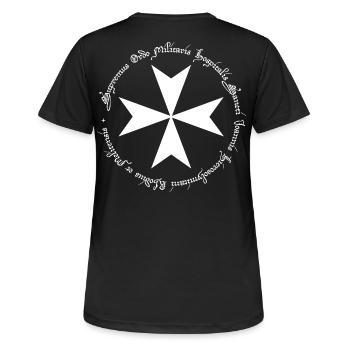 Croix de l'Ordre des Hospitaliers - T-shirt respirant Femme - noir - Dos - AI Model Female 172 light (172cm)